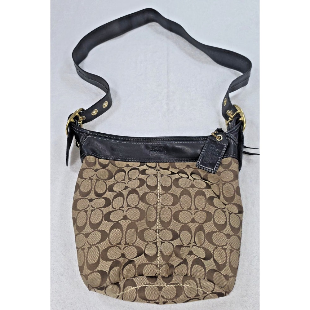 Coach Bleecker Signature Duffle Bucket Bag VTG Khaki/Black F0768-11437